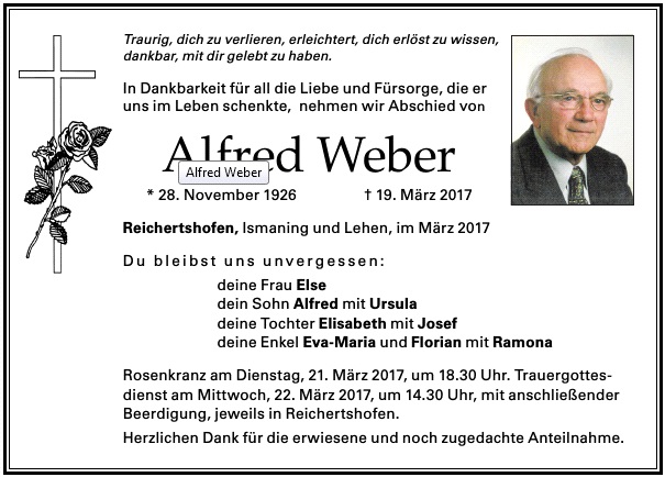 Ehren Kreisbrandinspektor Alfred Weber verstorben